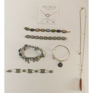 BRACELET & necklace LOT: Alex and Ani 1928 Adore kitchen charms colored stones